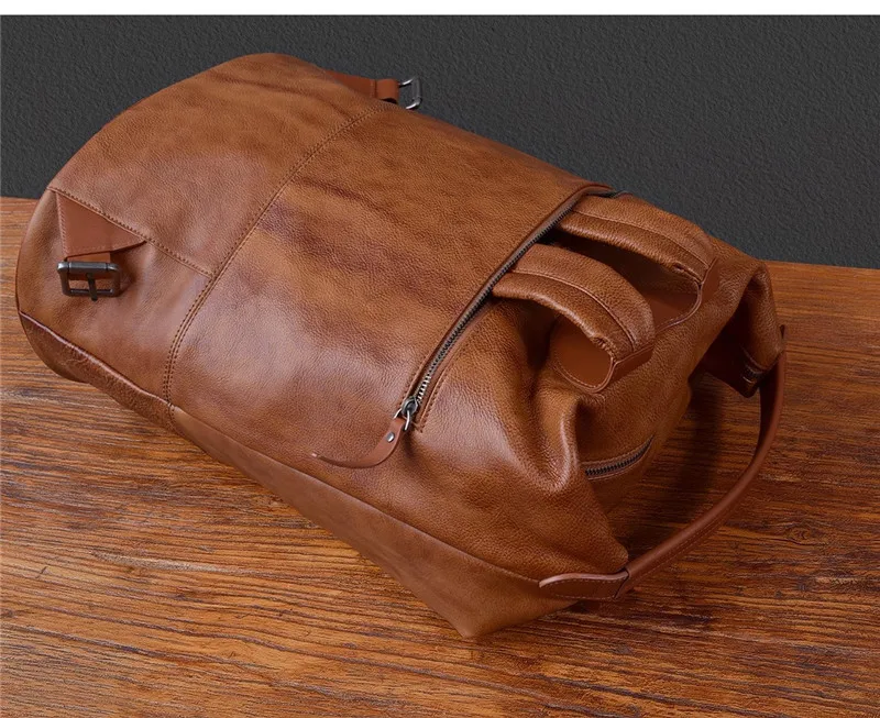 Vintage designer handmade genuine leather men's large-capacity backpacks outdoor travel luxury soft first layer cowhide bagpack
