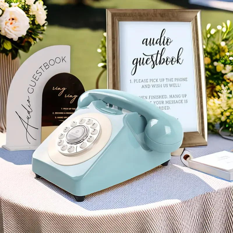 Cheeta Green Color Push Button Wedding Phone Message Voice Record Retro Audio Guest Book Vintage Guestbook Antique Telephone