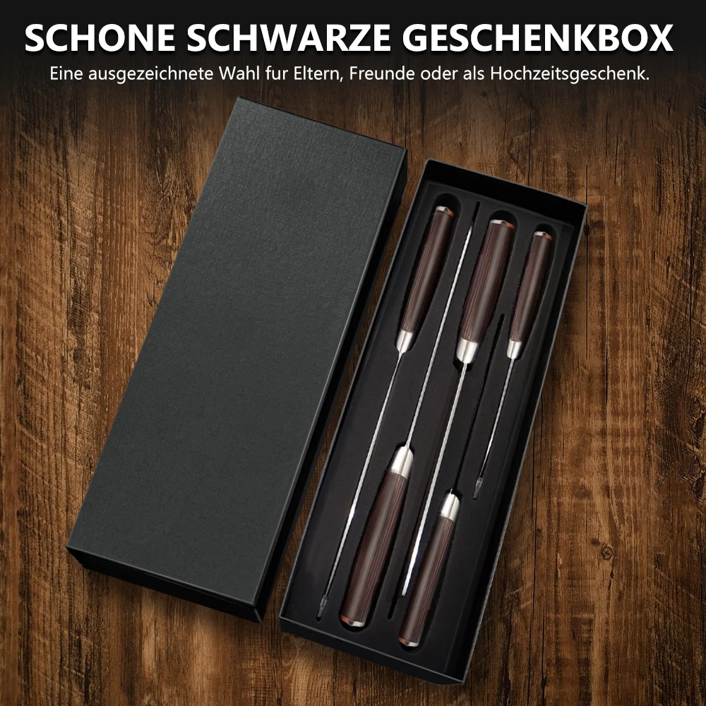 ZENG Küchenmesser-Set mit Lasermuster, Kochmesser, ultrascharfes Santoku-Schneidemesser, ergonomischer Holzgriff in Farbe, Kochmesser – Detail 5