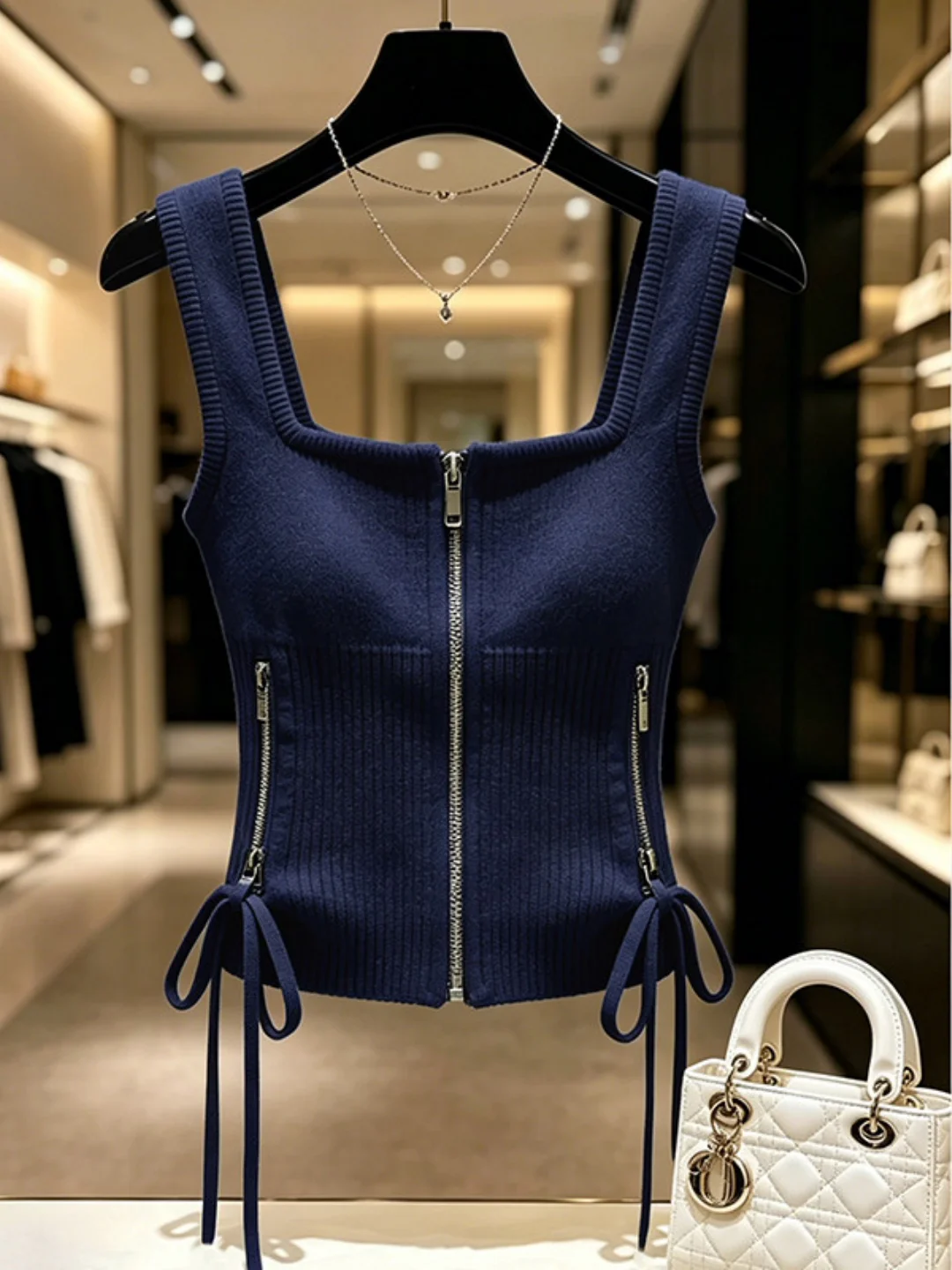 Fashionable Dopaamine Style Short Strapless Crop Top for Women Trendy Breathable Pullover Summer Vest with Zipper Closure