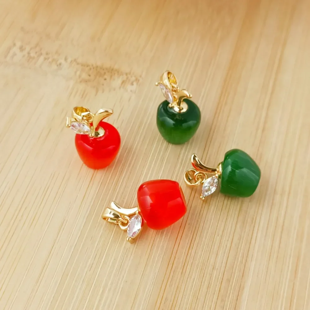 

Cat's Eye Accessories 14K Gold-plated, Zircon Apple Pendant Earrings, Handcrafted DIY Jewelry Accessories