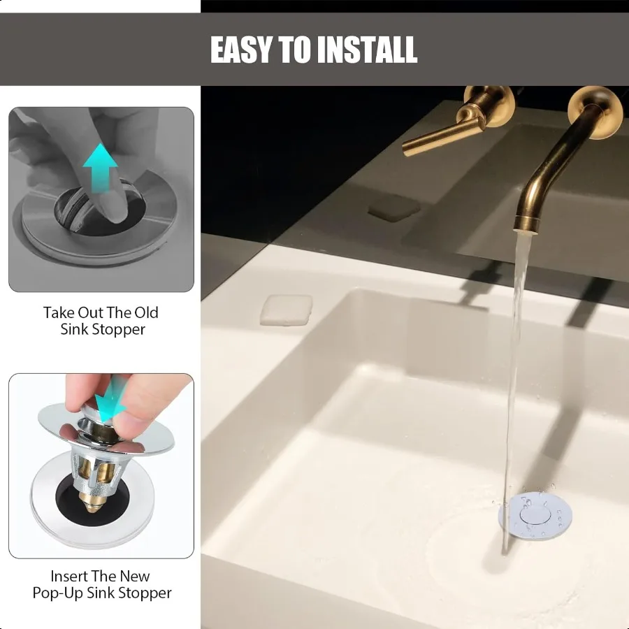 ثلاثة ألوان 2 حزمة بالوعة سدادة 1.11.5 مصفاة حوض الحمام العالمي استنزاف سدادة حوض غسيل المنبثقة ترتد الأساسية دفع