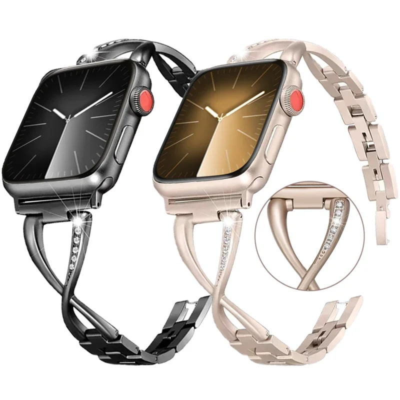 

Women Diamond Strap For Apple Watch Band Ultra2 46mm 49mm 42mm 40 44mm Jewelry Shiny Bracelet For iWatch Series 10 9 8 41mm 45mm