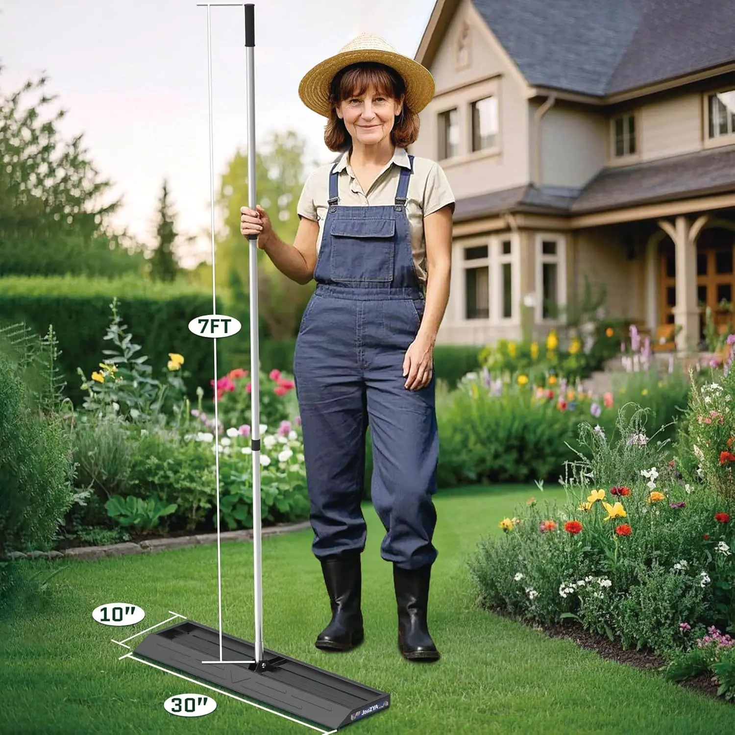 

Roller Lawn Leveling Rake Detachable Stainless Steel Ground Rake Lawn Leveling Tool