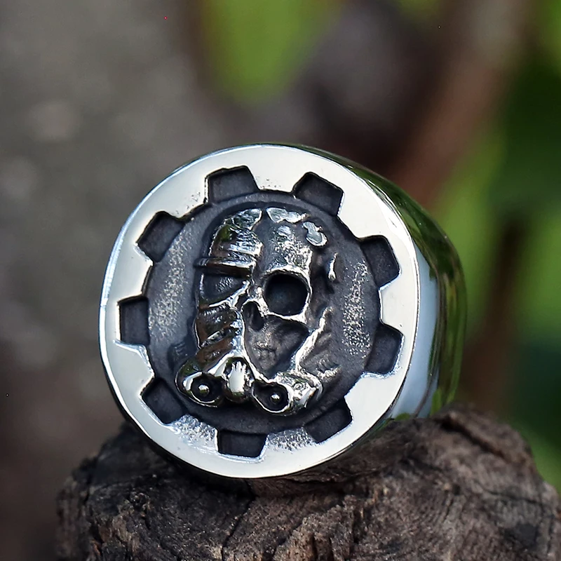 Good polished 2022 New 316L Stainless steel Punk Rock Skull Ring Death Metak Mike Biker Jewelry For Man Boyfriend Gift