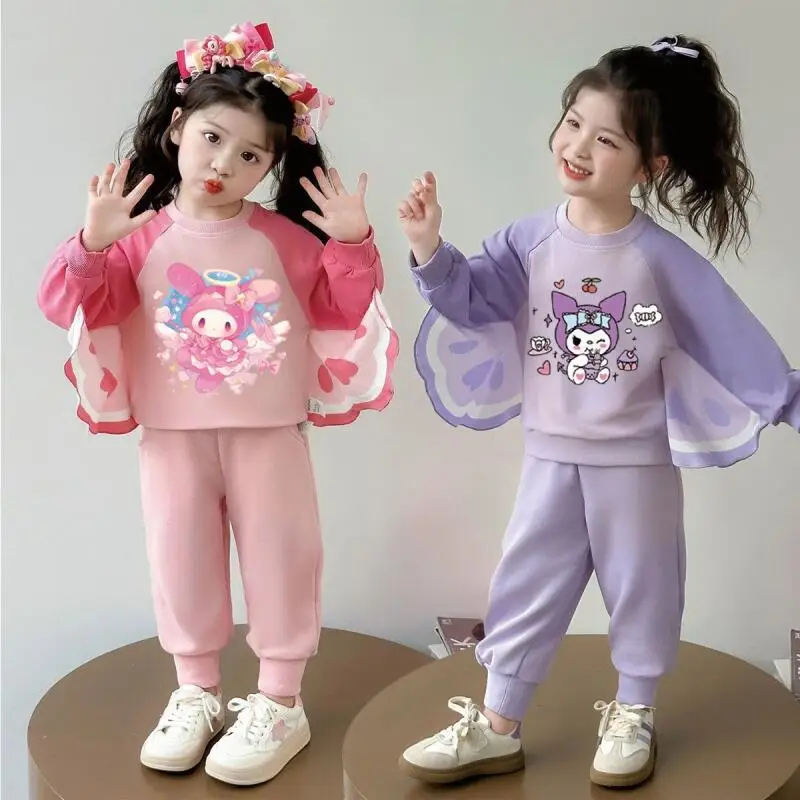 

Sanrio Hello Kitty Hoodie Pullover Hoodie Cotton Blend for Girls Autumn Spring Clothing Stylish Cartoon Trendy Kawaii Design