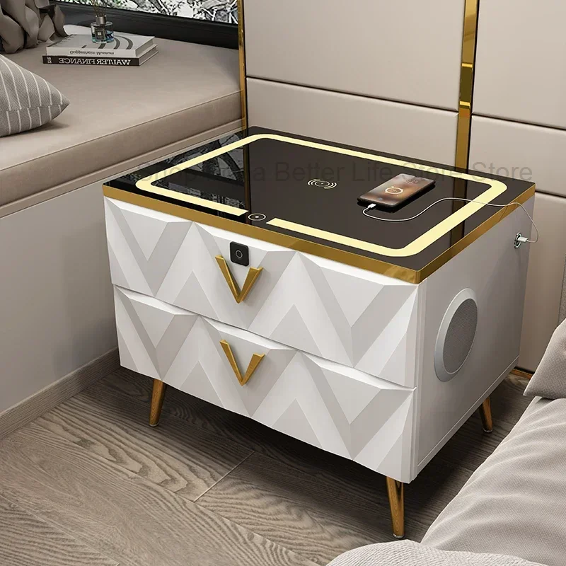 

Designer Smart Bedside Tables Dressing Wireless Charger Luxury Bedside Tables Mute Standing Tables De Nuit Furniture