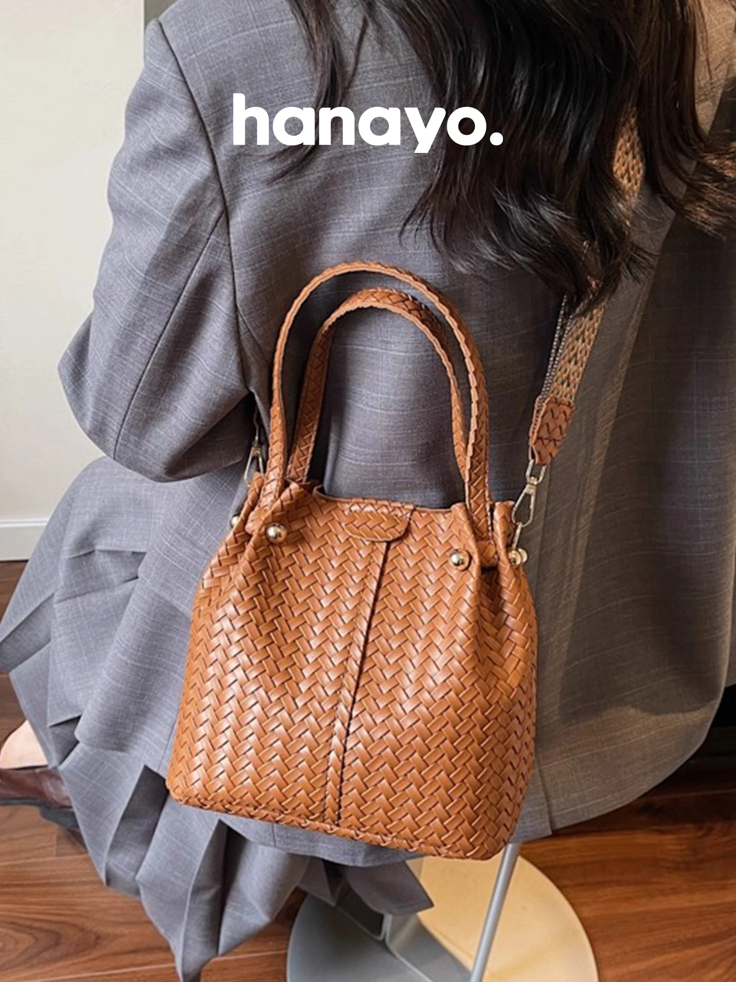 

Hanayo Women's Buet Bag Commuter Handbag Woven Single oulder Crossbody Bag Urban Simple Sle Polyester Magnetic B...