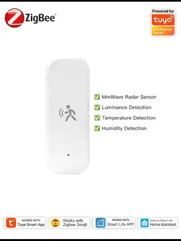 Zigbee 10G MmWave Radar Motion Sensor Human Detector with Illuminance Temperature Humidity Sensor Support Tuya Zigbee2MQTT
