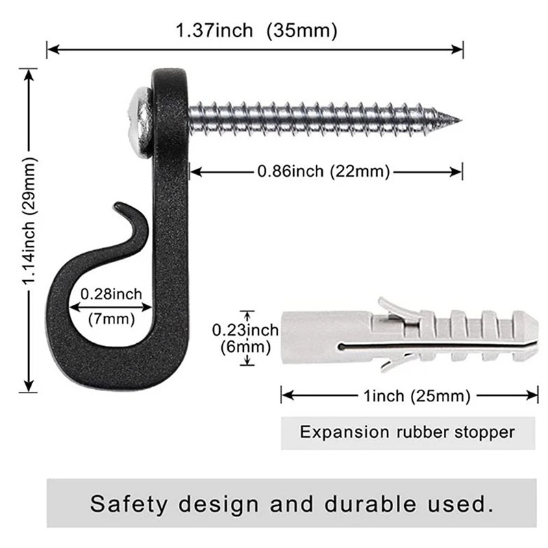 Outdoor Hooks Lights | Outdoor String Light Hooks | Screw Fixed Q Shape Patio Christmas Light Hangers Press Buckle Design