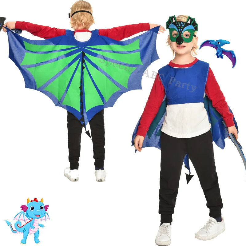 Vibrant Dinosaur Wings Mask Dragon Dress Up Pterodactyl Dinosaur Costume Prop for Halloween Bird Themed Party Masquerade