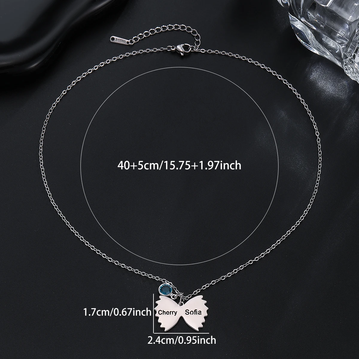 Customized Name Sweet Bowknot Pendant Necklace for Women Girl Metal Steel Clavicle Choker Chains Exquisite Jewelry Birthday Gift