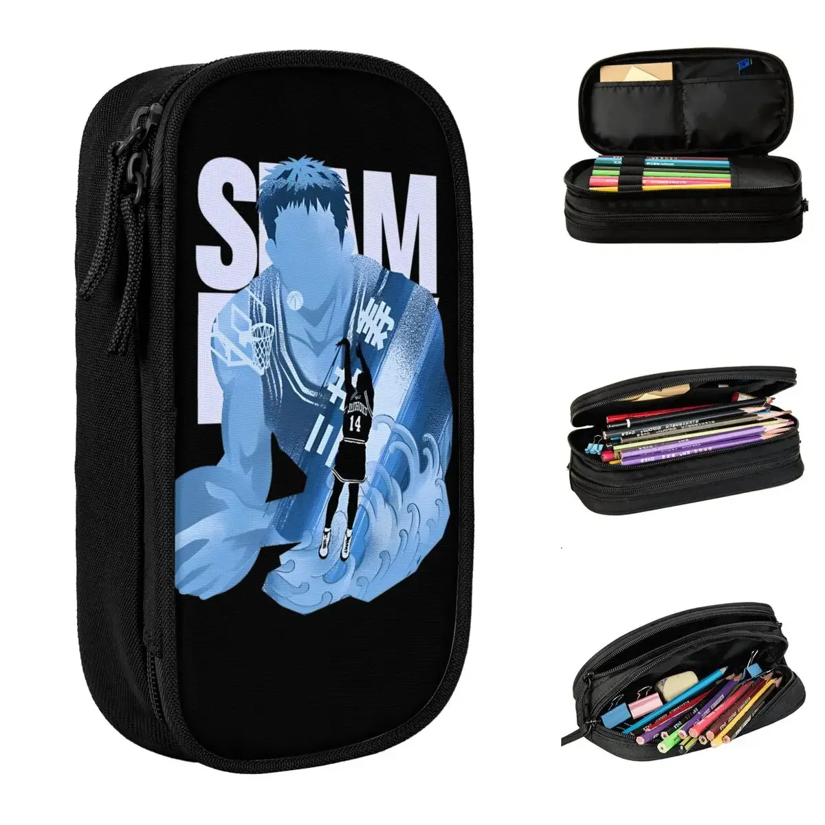 

Hisashi Mitsui Slam Basketball Anime Pencil Cases Fun Pen Box Bag Large Storage Students School Zipper Pencilcases