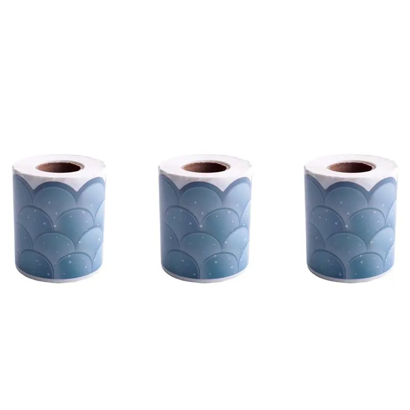 BAAJ-3 Pcs 20M Ombre Blue Scallops Bulletin Board Borders Rainbow Straight Borders Classroom Or Home School Decoration
