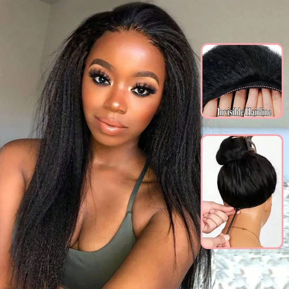 

Прямые парики из натуральных волос Kinky Straight 13x4 с кружевной передней частью для женщин, бразильские прямые парики цвета кости 5x5 с прозрачной кружевной передней частью, кудрявые парики