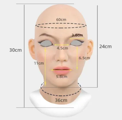 Adult full head mask female-shaped silicone dress up headgear Halloween Cosplay accessory Mask Pseudo-girl party mask