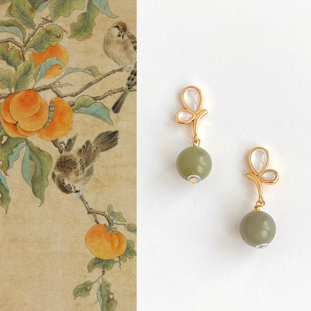 Pendientes de mariposa de piedra Natural de concha hechos a mano originales, nuevos pendientes artísticos y elegantes de estilo chino, judío clásico