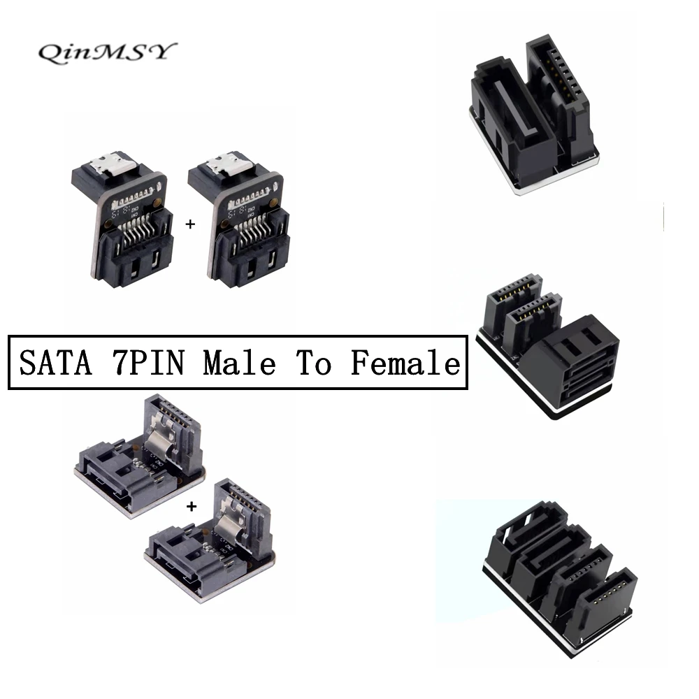 Podwójny adapter SATA 7Pin żeński na 7Pin męski pionowy pod kątem 90 stopni niskoprofilowy do komputerów stacjonarnych SSD HDD Płyta główna Płyta główna