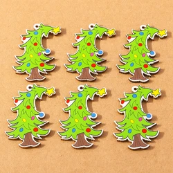 10 Stuks Houten Kerstboom Bedels Eland Santa Claus Hangers Bedel Voor Het Maken Van Ketting Oorbel Accessoires Diy X'mas Geschenken Benodigdheden