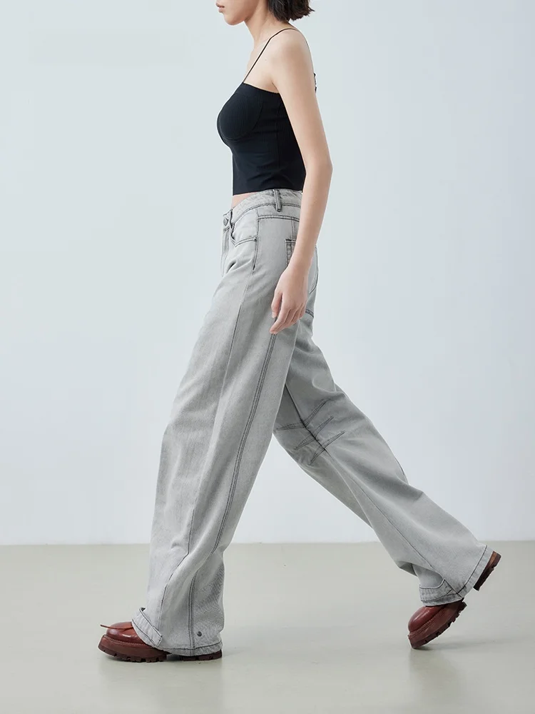 

Новые весенние джинсы-клеш прямого кроя для женщин, свободные, с завышенной талией, из эластичного хлопкового денима, длинные брюки