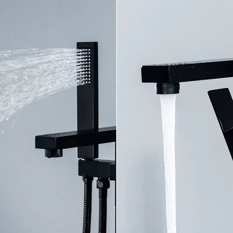 FLG:HB114 Freestanding Bathtub Faucet Matt Black Bathtub Bath Shower Faucet Mixer Tap view 4