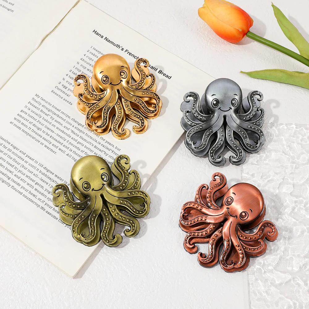 

Retro deep-sea funny smile creature octopus bookmark, open diary while writing, free hands, a gift for readers and writers.