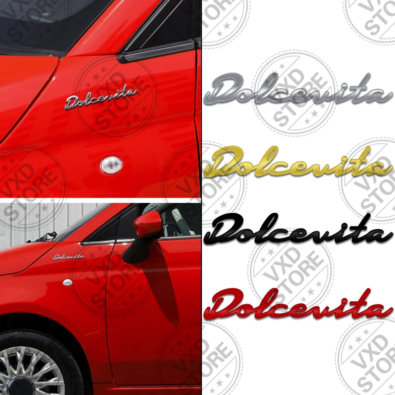 3D Dolcevita Letters Emblem METAL Rear Trunk Car Badge sticker For Abarth 500 695 500C 500E 500X 595 Fiat Viaggio Punto 124 125