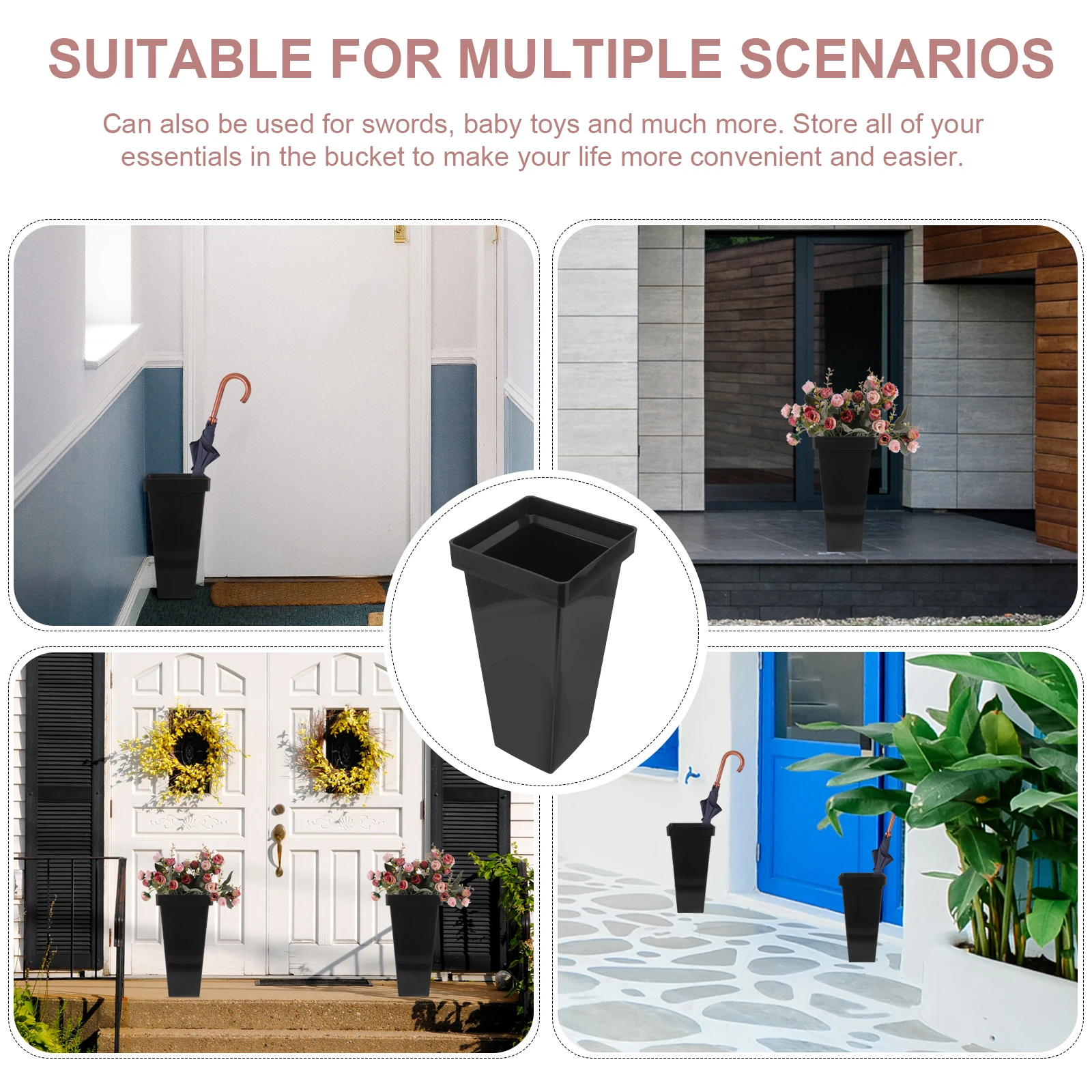 

Sturdy Plastic Umbrella Storage Rack Large Capacity Organizer For Home Entryway Space-Saving Rain Umbrella Holder Indoor Outdoor