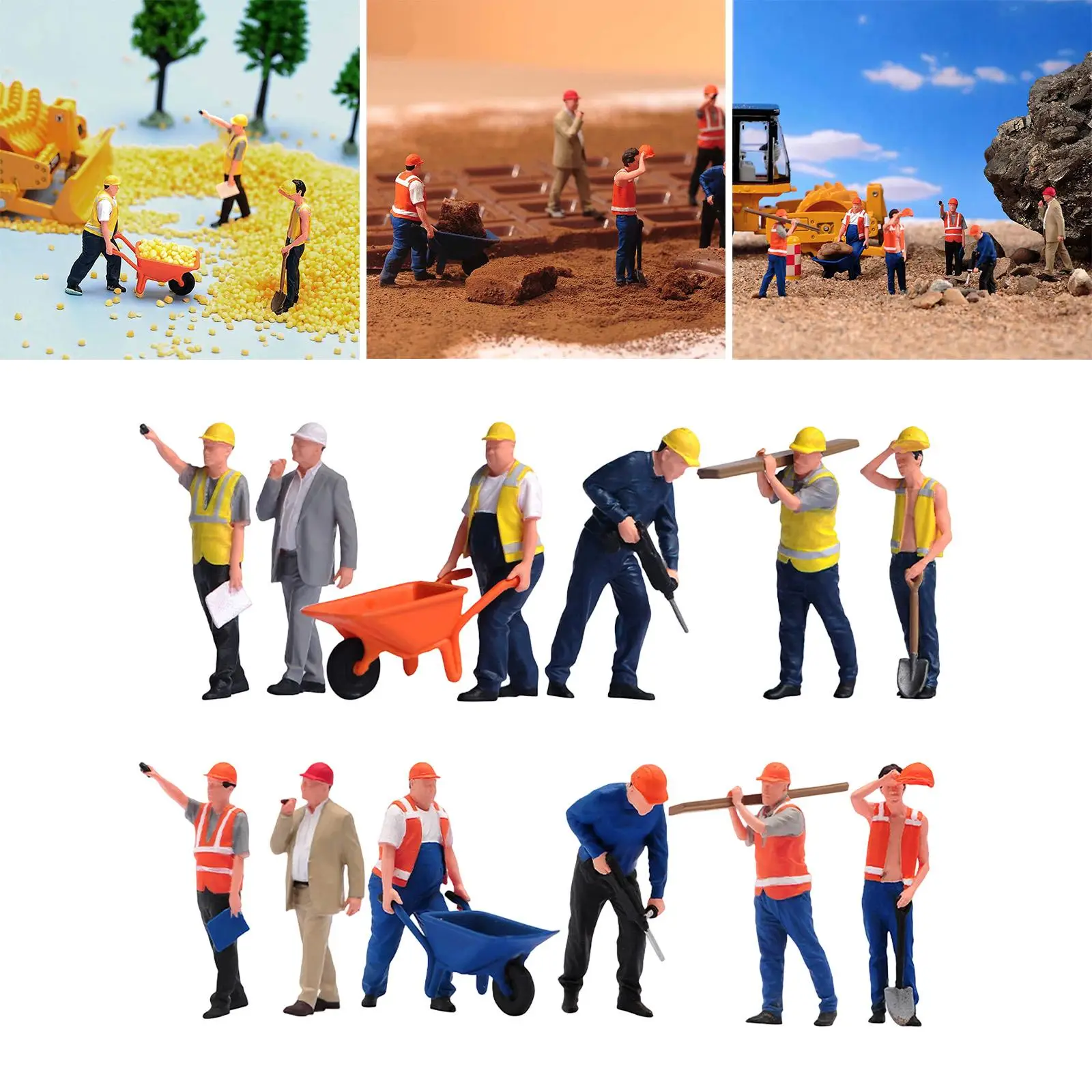 1/64 Scale Miniature Figures Model,Construction Building Workers,Tiny,People Figurine,Simulation for Miniature Scene Accessories