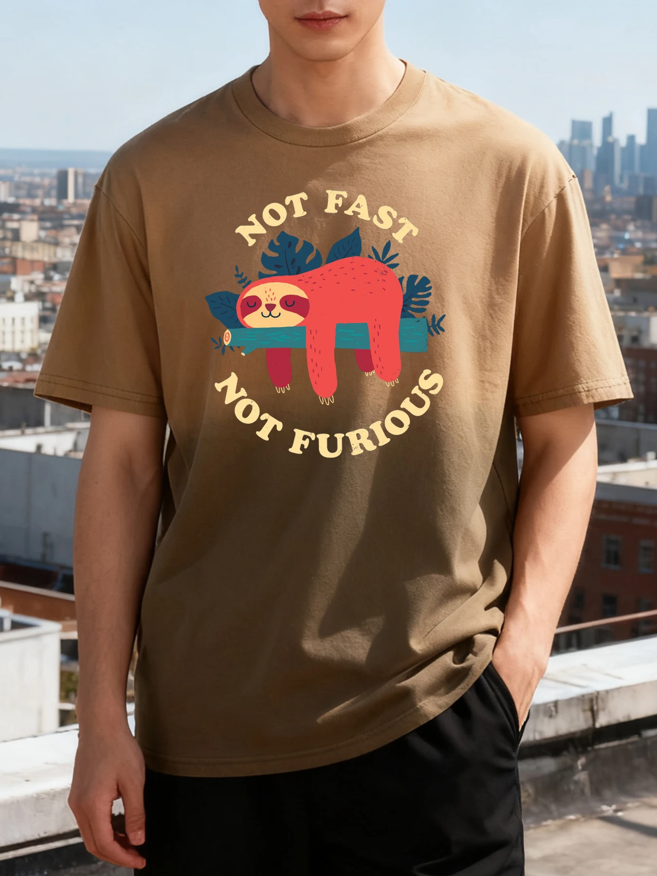 Not Fast Not Furious Prints Tie-Dye Herren T-Shirt Mode Baumwolle T-Shirts Weiche Unisex Crewneck Kleidung Sommer Kurzarm