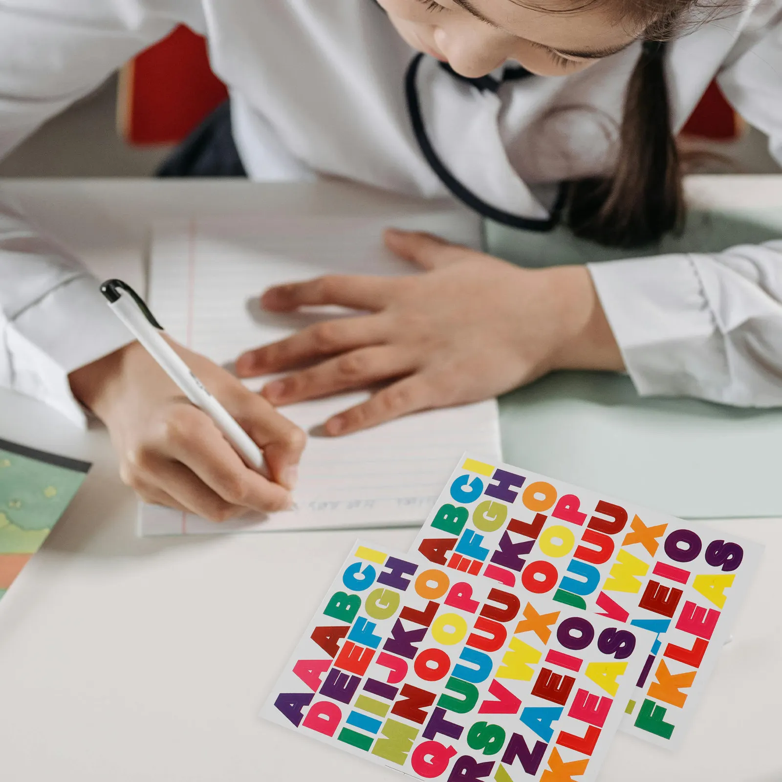 10Sheet Colorful Letter Stickers Alphabet Self-Adhesive DIY Stock Stickers for Paper Craft Teaching Learning Home Use