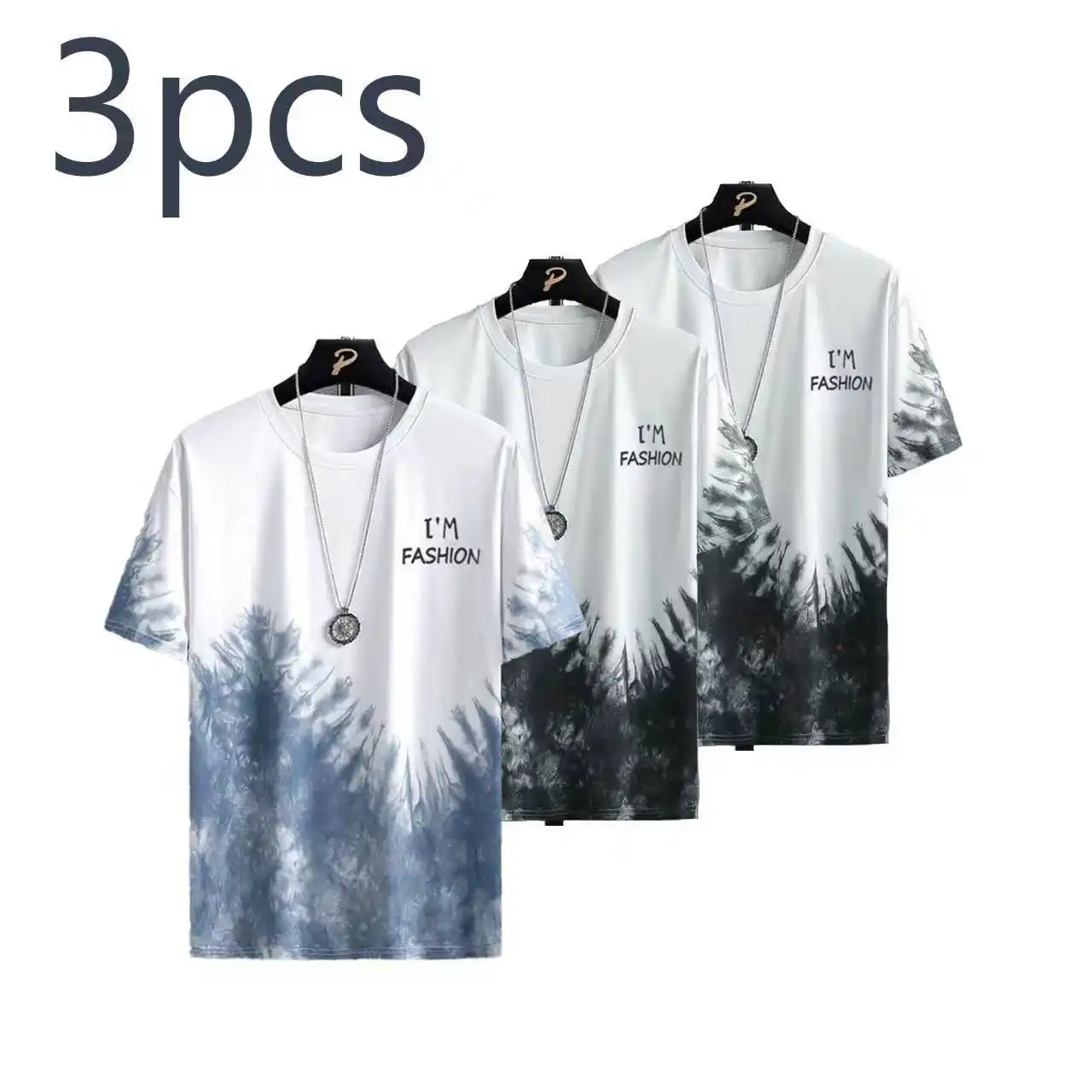 

3pcs Men's T-shirts 2025 Summer Quick Dry Polyester Sports tops Breathable Casual Short Sleeve tee Oversized Graphic Y2k t shirt