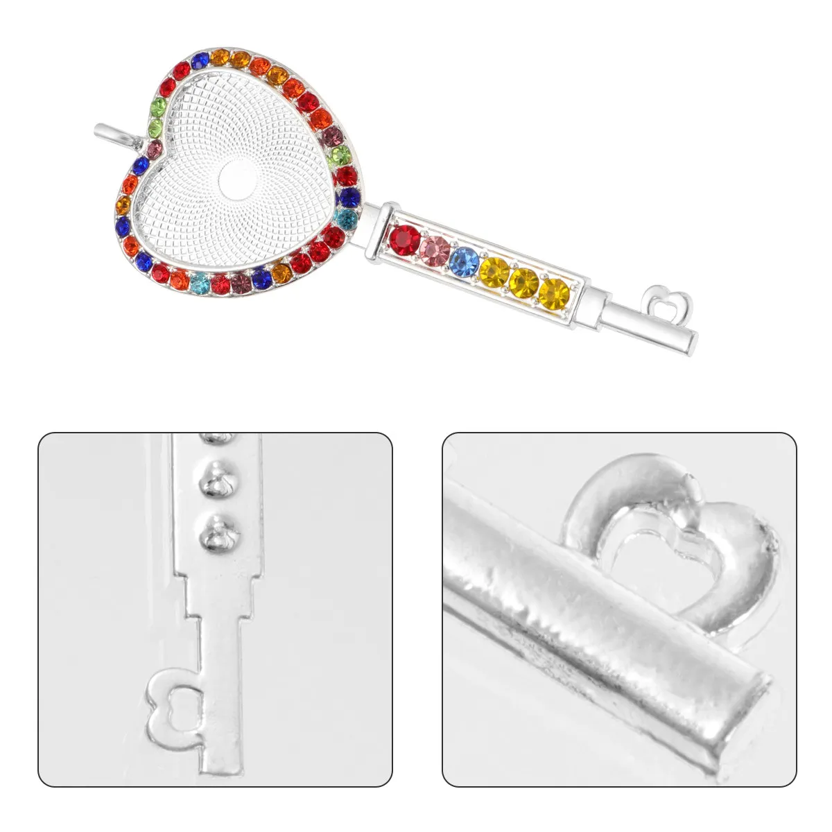 

10Pcs Key Colorful Diamond Pendant Alloy Creative DIY Charm Set Jewelry Making Accessories Necklace Bracelet Keychain Charm