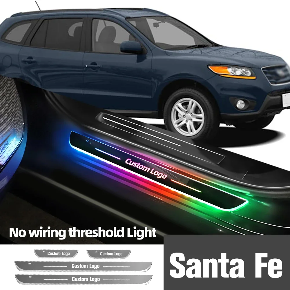 

For Hyundai Santa Fe 2000-2023 2016 2017 2020 Car Door Sill Light Customized Logo LED Welcome Threshold Pedal Lamp Accessories