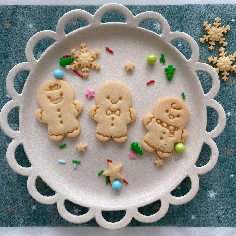 3Pcs Christmas Bird Gingerbread Man Cookie Cutter Butter Biscuit Mold Mini Cookie Embosser Stamp Fondant Cake Decorating Tools