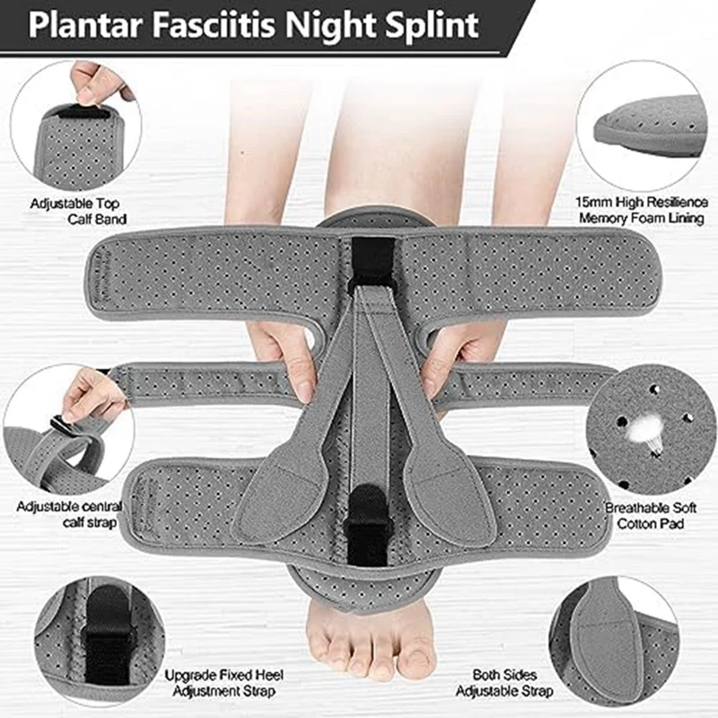 Plantar Fasciitis Night Splint Ankle Anti-Twist Splint Fit Women Men Adjustable Orthotic Stretcher