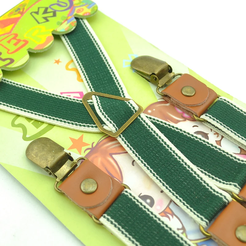 موضة 5 تصميم مخطط مزيج جيد 4 مقاطع الأطفال أطفال الحمالات للجنسين كليب على الأقواس مطاطا سليم الحمالات الأولاد الرباط حزام #3