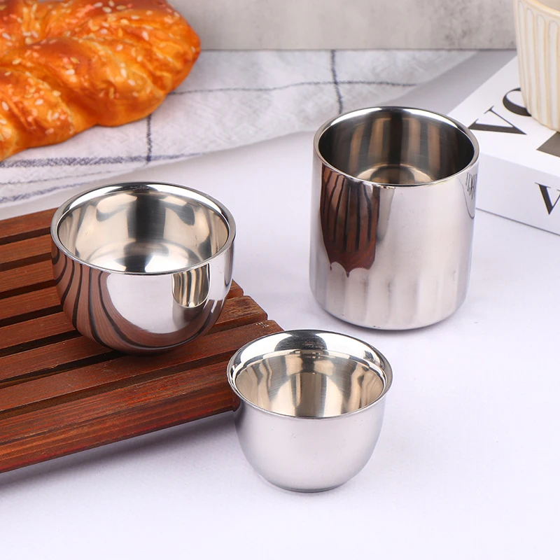 1PC Double Layer Wine Cups Stainless Steel Heat Insulated Rounded Drinking Cups For Home Office Tea Beverage Beverage Mugs