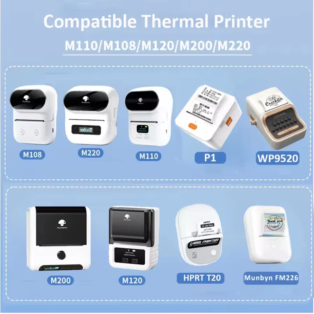 150 قطعة 50x50 مللي متر ذاتية اللصق الحراري لاصق بطاقة لاصقة لفة متوافق مع Phomemo M110 M220 M200 E210 P50 DETONG P1 WP952