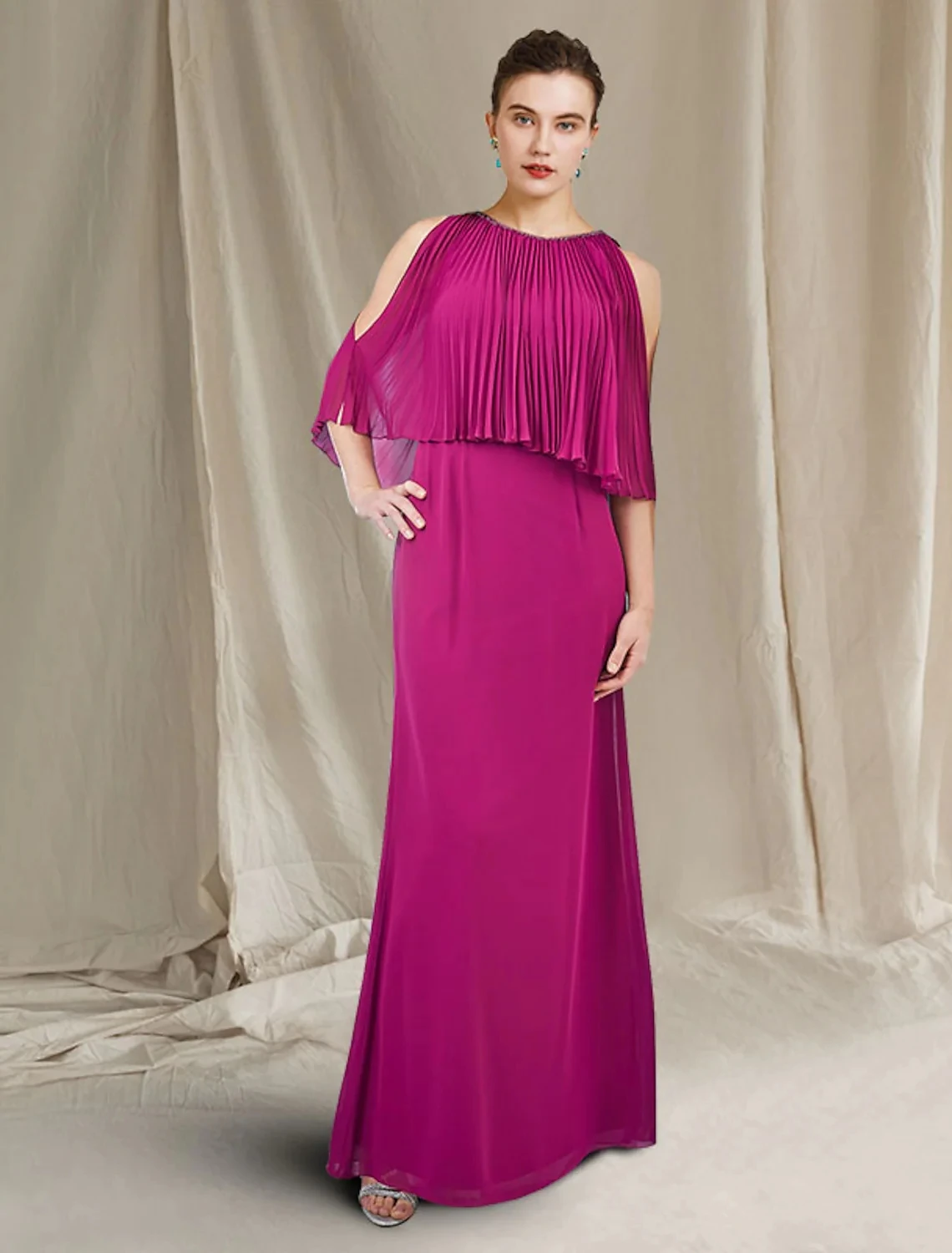 Fuchsia A-line Mother of the Bride Dress Off the Shoulder Beading Chiffon Groom Wedding Party Gowns 2025 Robe De Soiree