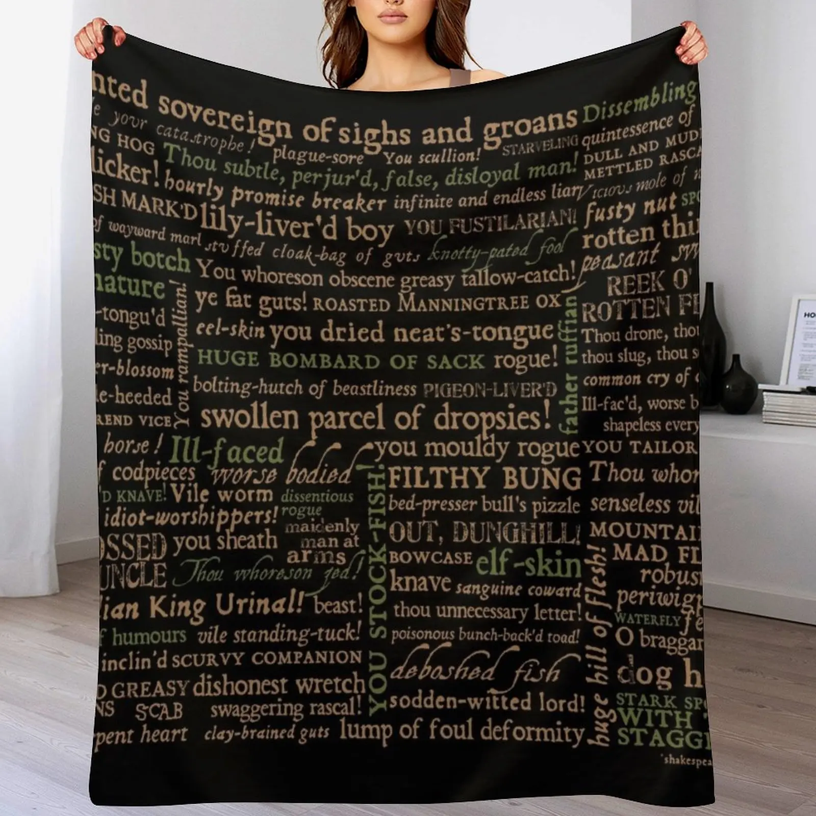 Shakespeare Insults Dark - Revised Edition (by incognita) Throw Blanket Luxury Throw Sofa Throw Travel Blankets