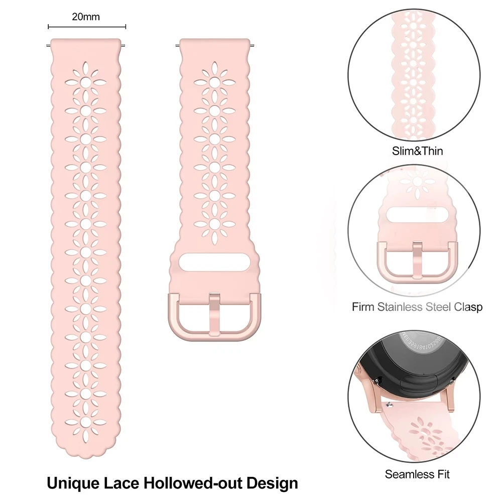 Replacement 20mm Lace Silicone Watchband For Huawei Watch GT 3 Pro 43mm Bracelet GT3 GT2 42mm Honor ES Girl Miss Woman Straps