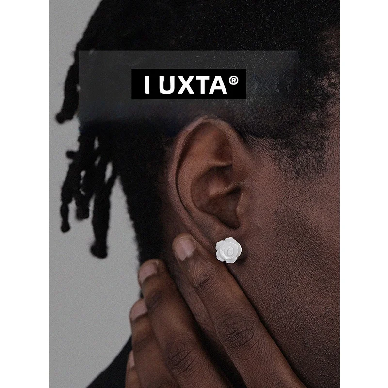 luxta-オリジナル純銀ホワイトマザーオブパールローズイヤーカフヒップホップ男性ハイエンド感覚女性人格ジュエリーアクセサリー