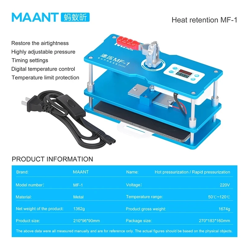 

MAANT MF-1 Pressure Platform Fixing Fixture Heating&Holding for Flat Curved Mobile Phone Tablet Screen Back Cover Repair Tool