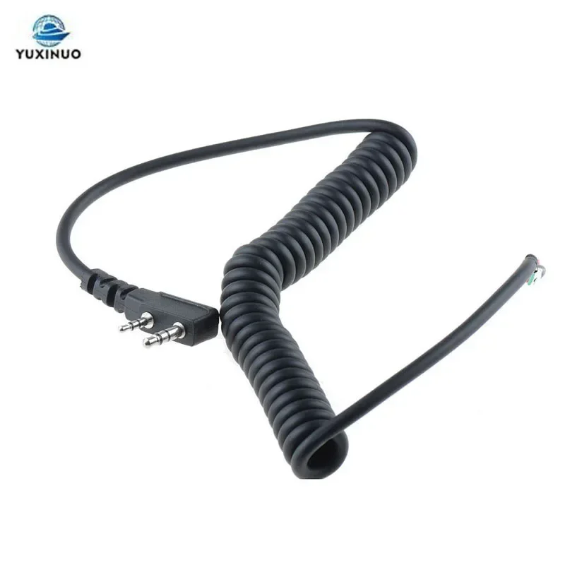 

DIY 2pin 4 Wire Baofeng Walkie Talkie Mic Microphone Speaker Cable Spring Line for Baofeng UV5R UV-5R Kenwood TK-240 TK370 Radio