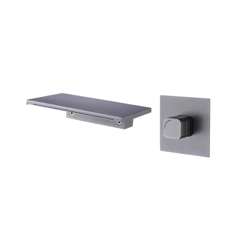 

Gun gray concealed bathtub faucet waterfall storage pre-embedded in wall hand washing faucet all copper