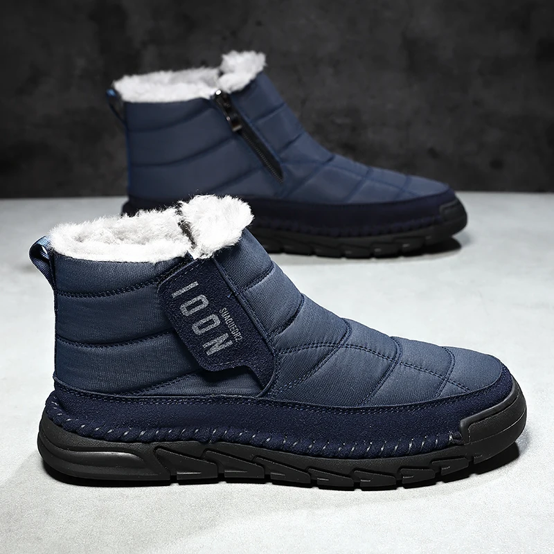 أحذية الثلوج الشتوية عالية الجودة لعام 2026 سميكة مع بطانة من القطن أحذية قطنية أحذية المشي لمسافات طويلة كبيرة الحجم للرجال مقاس 38-48