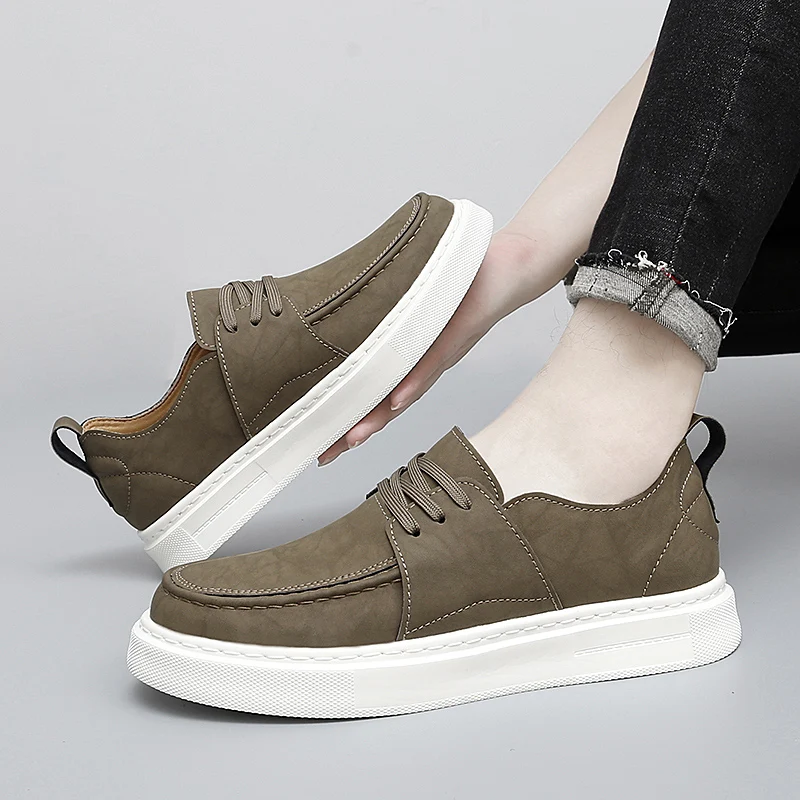 

2026 Summer New Slip-on Loafers Leather Men's Casual Shoes Non-slip Wear-resistant Outdoor Board Shoes