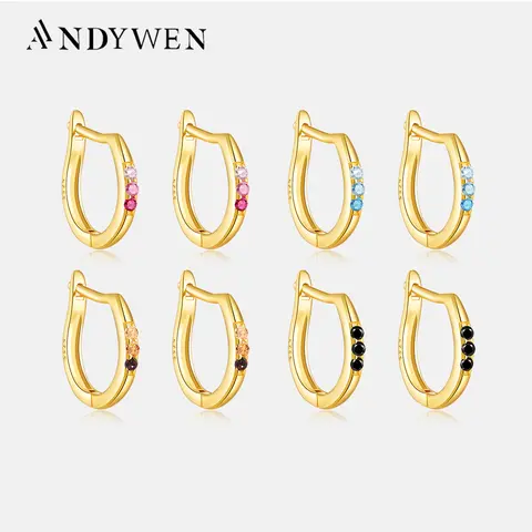 BAMOER 925 스털링 실버 클래식 CZ 후프 귀걸이, 화이트 골드 도금 여성용 연골 피어싱 귀 커프 17 ANDYWEN 925 스털링 실버 골드 8.5mm 3 색 레벨 농구 Huggies 피어싱 Pendiente 루프 라운드 락 펑크 클립 쥬얼리