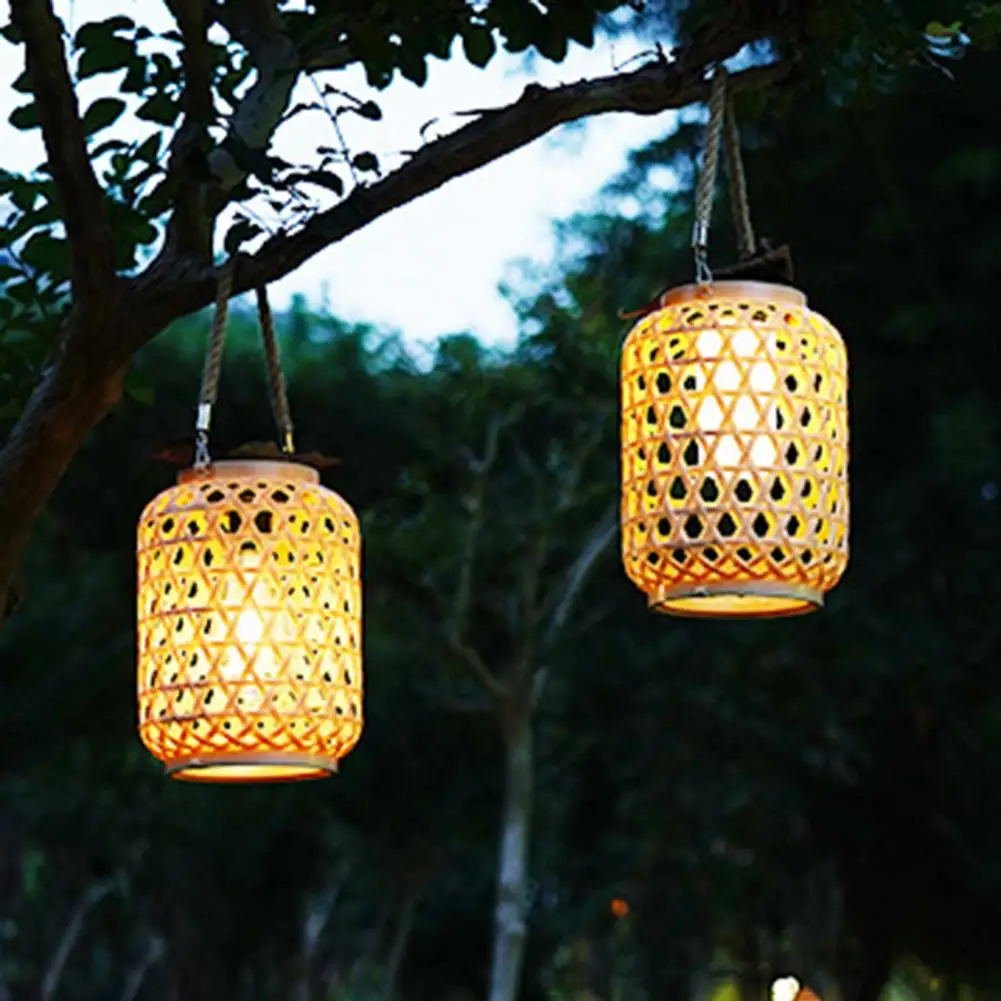 

Woven Lamp Outdoor Bamboo Solar Woven Lamp Soft Garden Decor with Ip65 Waterproof Rechargeable Design Easy Installation